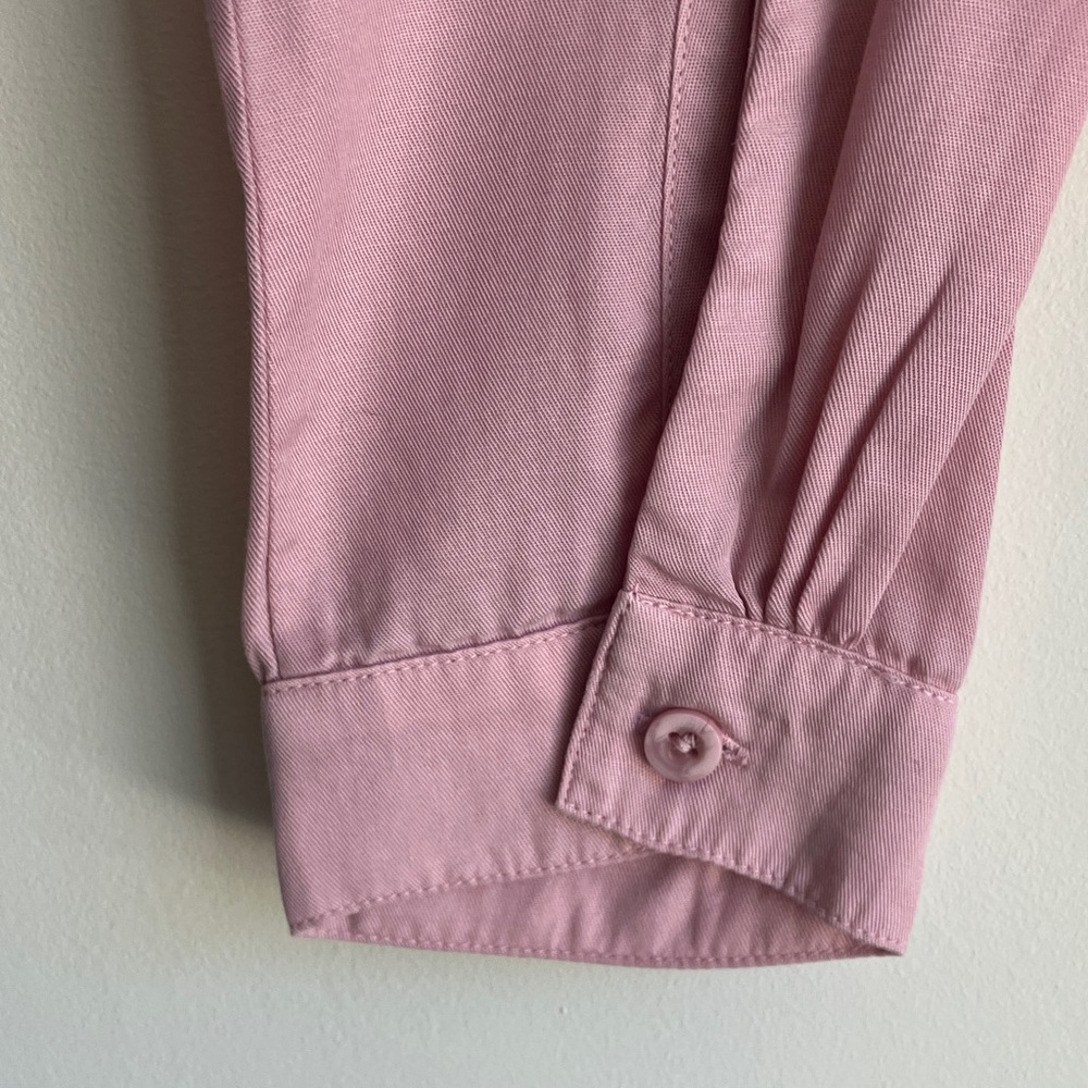 ANTHROPOLOGIE Cloth & Stone Pink Frayed Ruffle Shoulder Button Down Size XS - Picture 4 of 7
